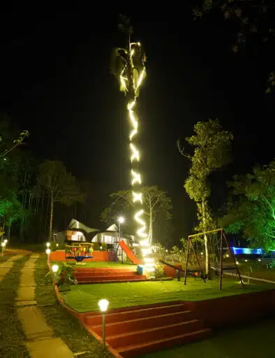night view of best family resort in wayanad